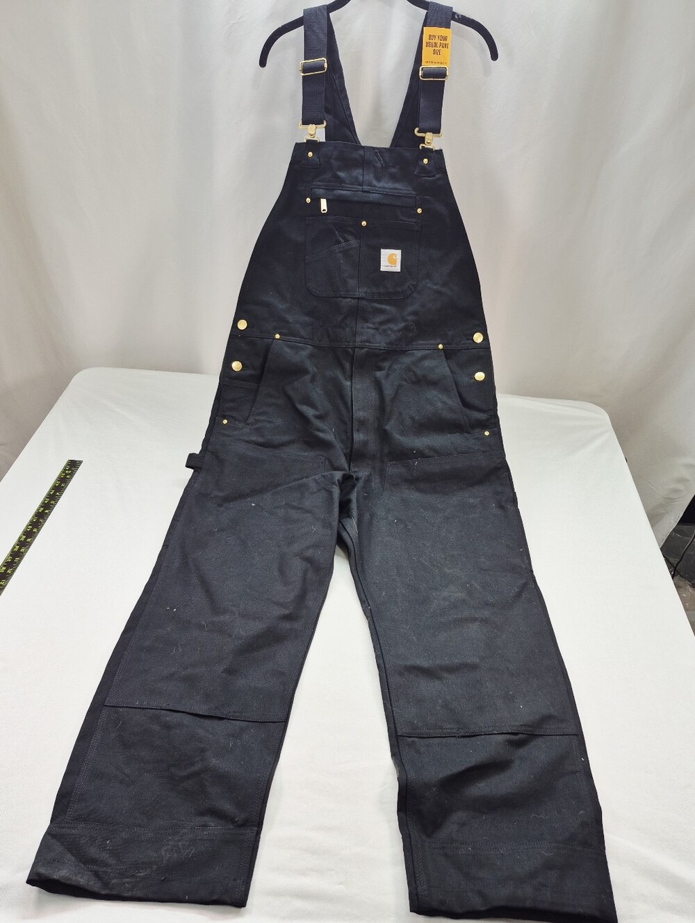 Carhartt R01M Duck Bib Overalls Relaxed Fit Men's 38"x30" Double Knee Black NWT